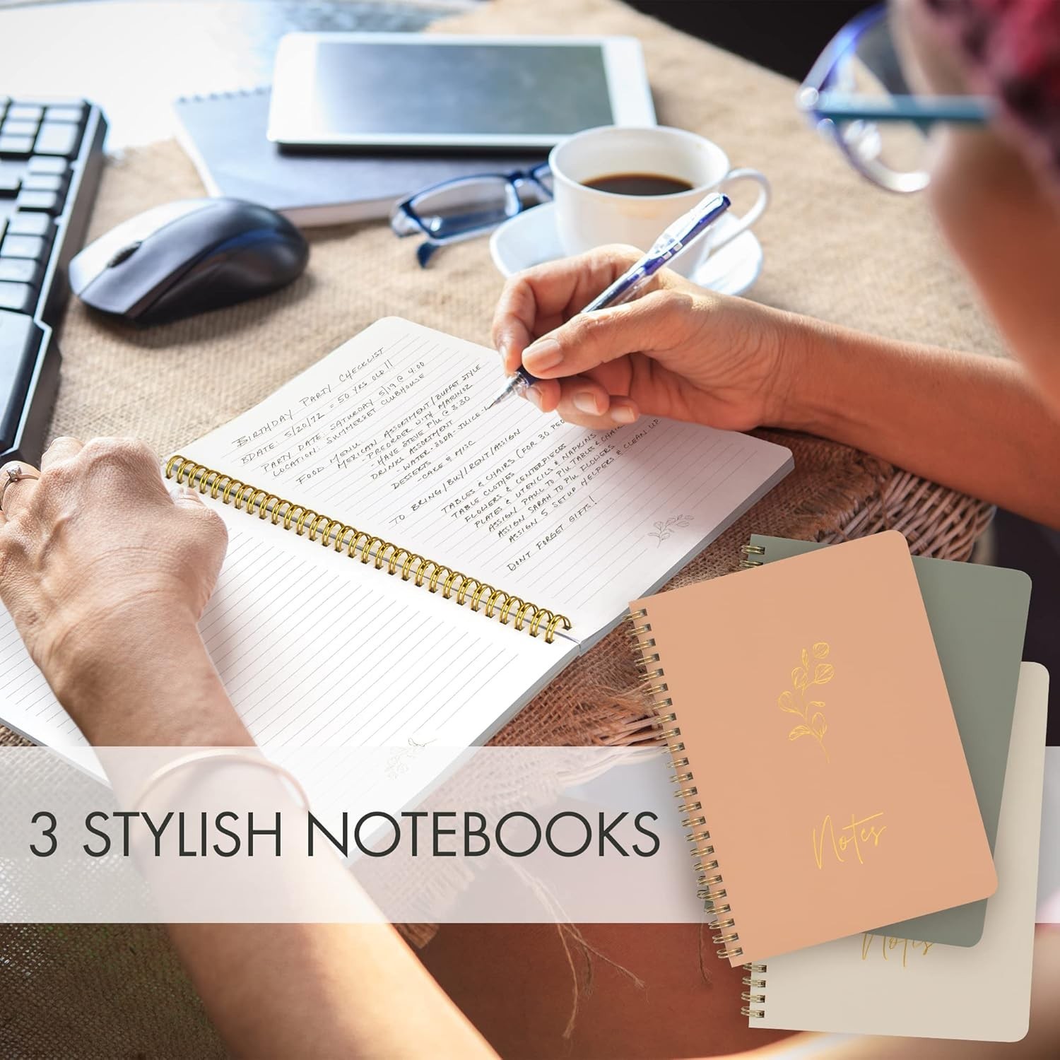 Aesthetic Spiral Notebook Set of 3 For Women – Cute College Ruled 8×6 Journal…