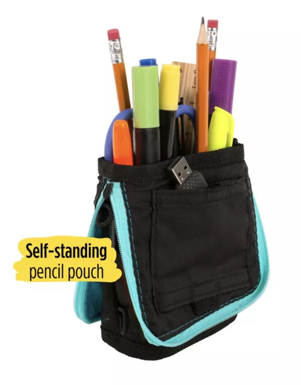 Mead Five Star Stand ‘N Store Pencil Pouch Fits 3 Ring Binder, Polyester – Teal