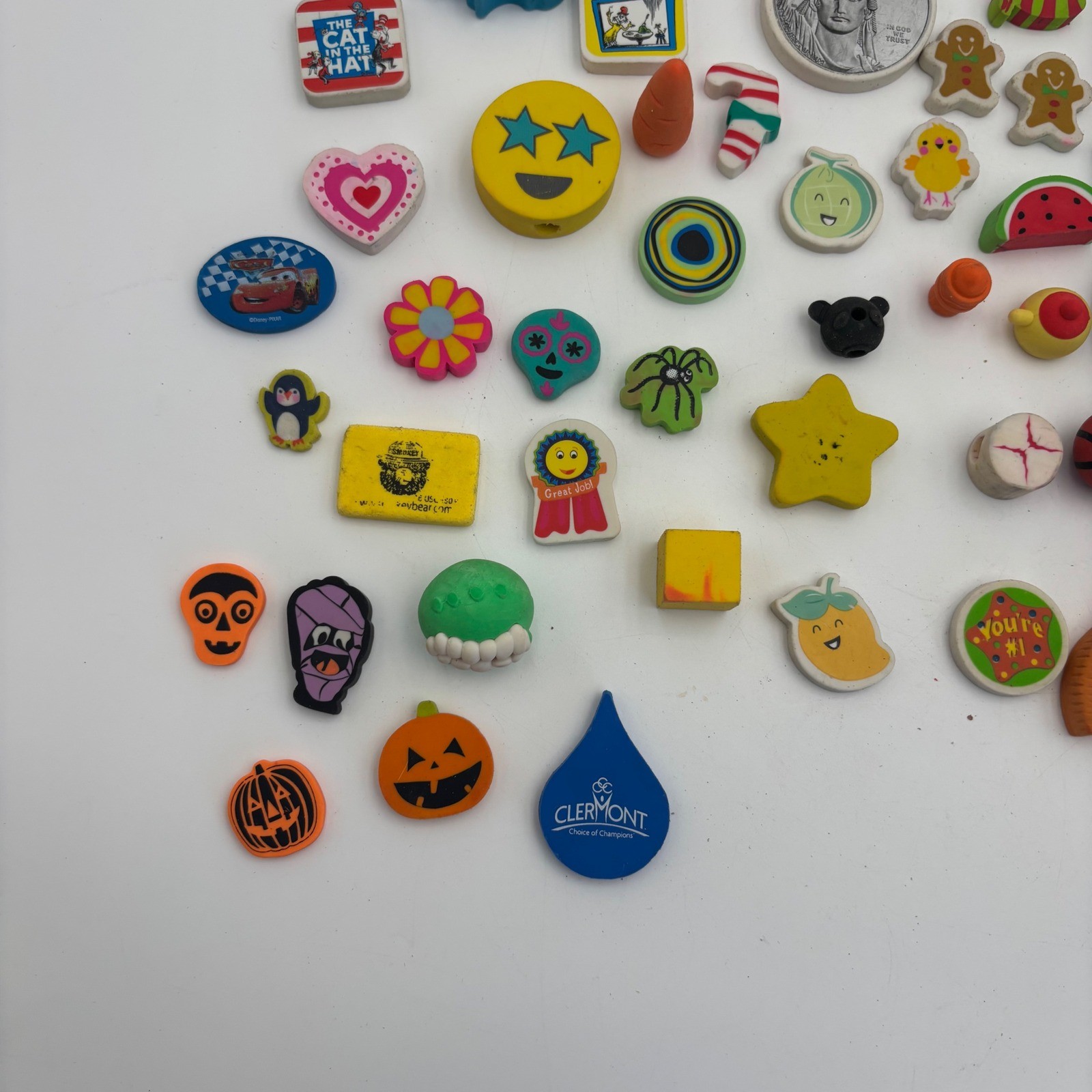 Unbranded Novelty Eraser Lot Kids OS Multicolor Good 69pc Dr Seuss Disney Food