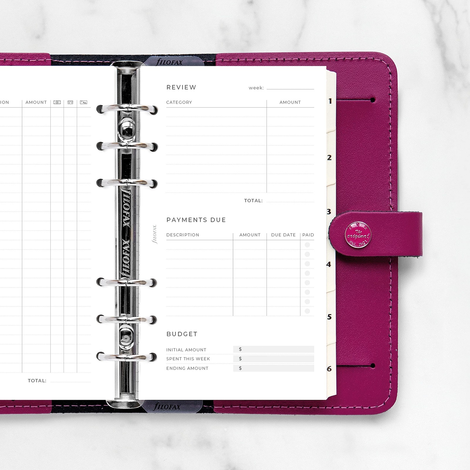 Filofax Lifestyle Refill, Personal Size, Organizer Refill, White Paper, Expen…