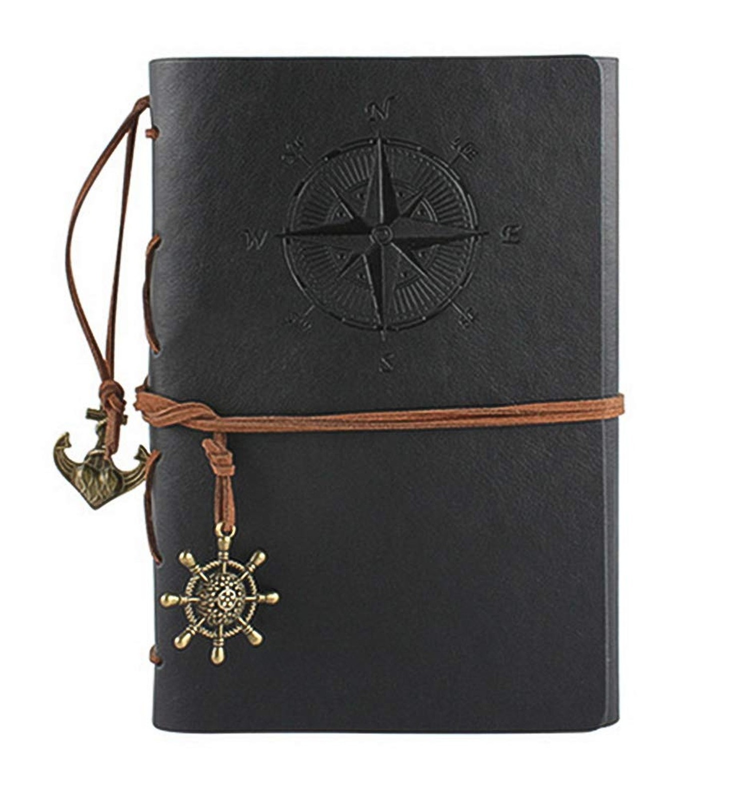 Leather Writing Journal Notebook, Vintage Nautical Spiral Notebook Refillable…