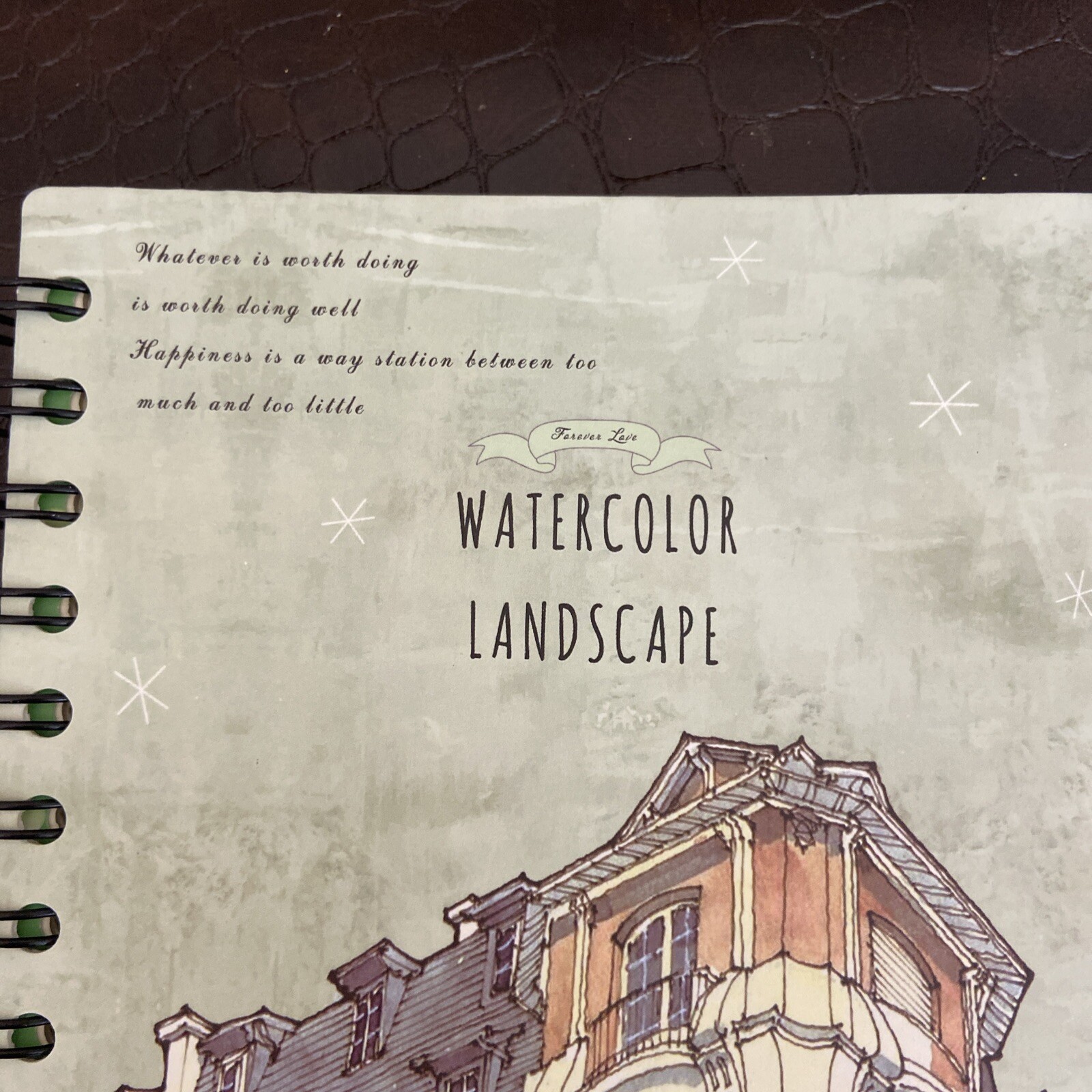 Watercolor Landscape Spiral Notebook – Ruled Line, Journal, New 6”#8”