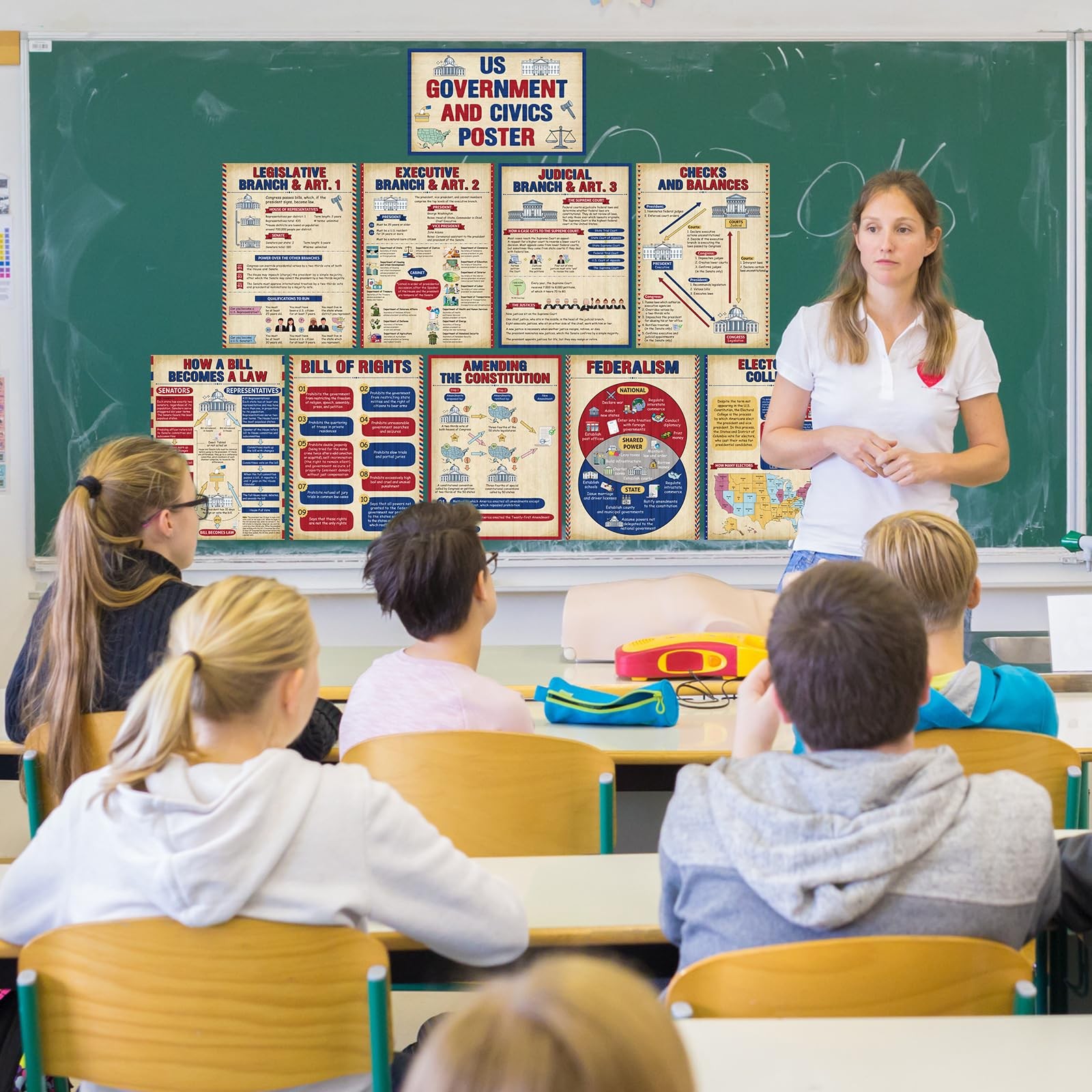 10 Pcs US Government Posters Social Studies Bulletin Board Us History Civics …