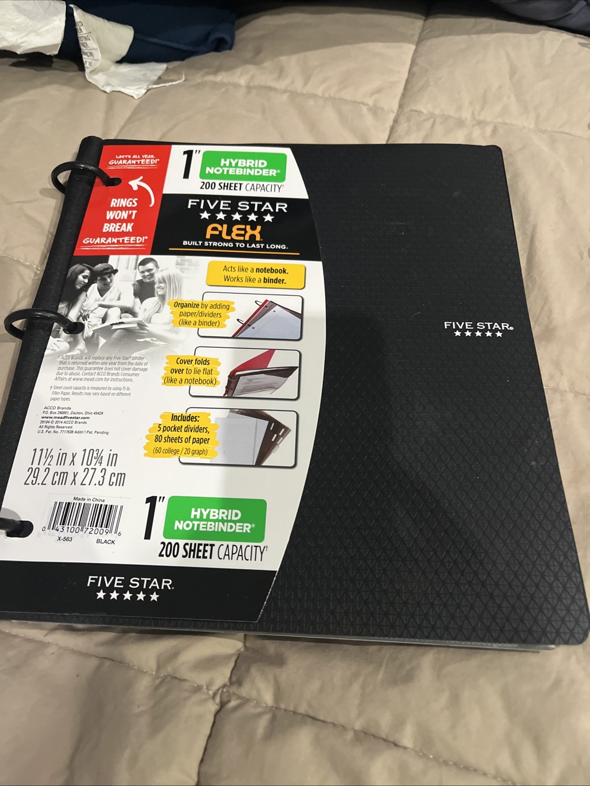 NEW Five Star Flex 1” Hybrid Notebinder – 200 Sheet – Black