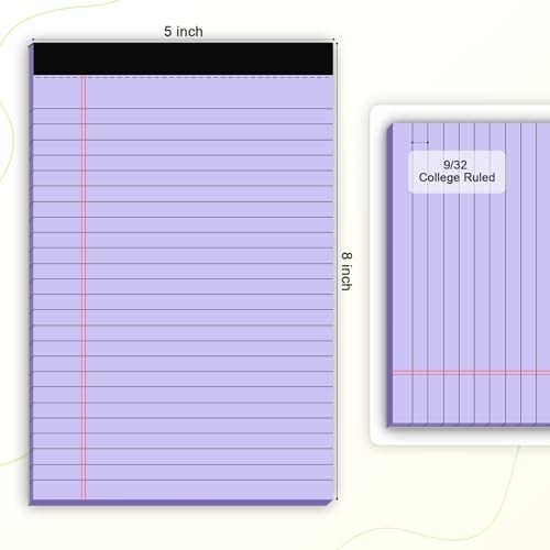 AILZFEI 6pcs Small Legal Pad 5×8 College Ruled Legal Pads Notepads 6 Purple