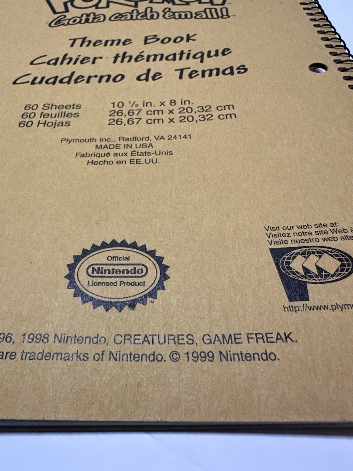 New Pokemon Nintendo 1998 Spiral Notebook Charizard Pikachu Blastoise Gengar