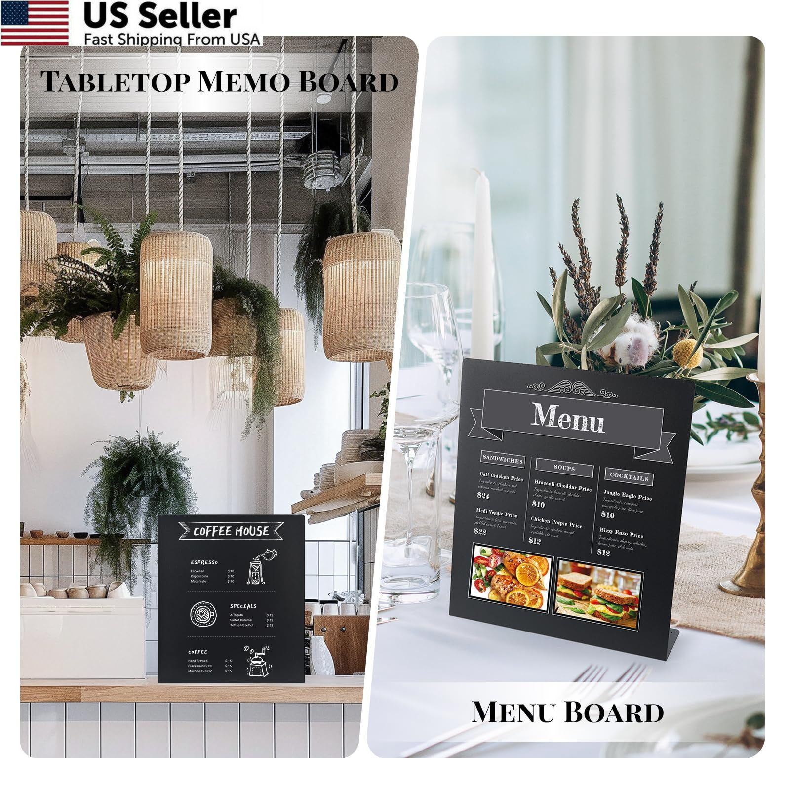 Magnetic Board 2pk Black Metal Bulletin Display Stand Home School Kitchen Office