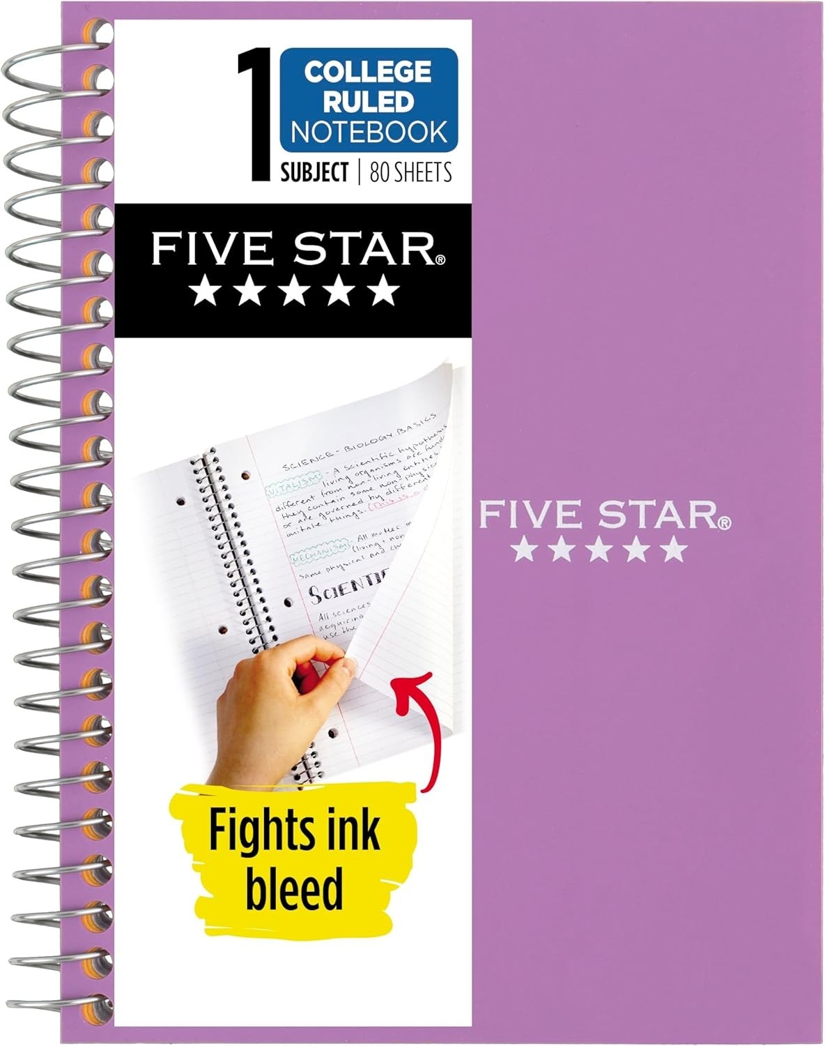 Stylish Amethyst Purple Spiral Notebook, 1 Subject, 80 Pages, Guaranteed Lasting
