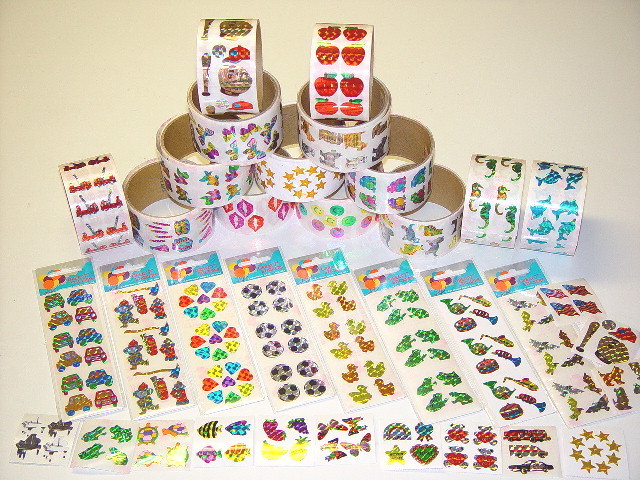 12 packages of Prismatic Teddy Bear Stickers, “Great 7” Sticker designs, PPZ6111