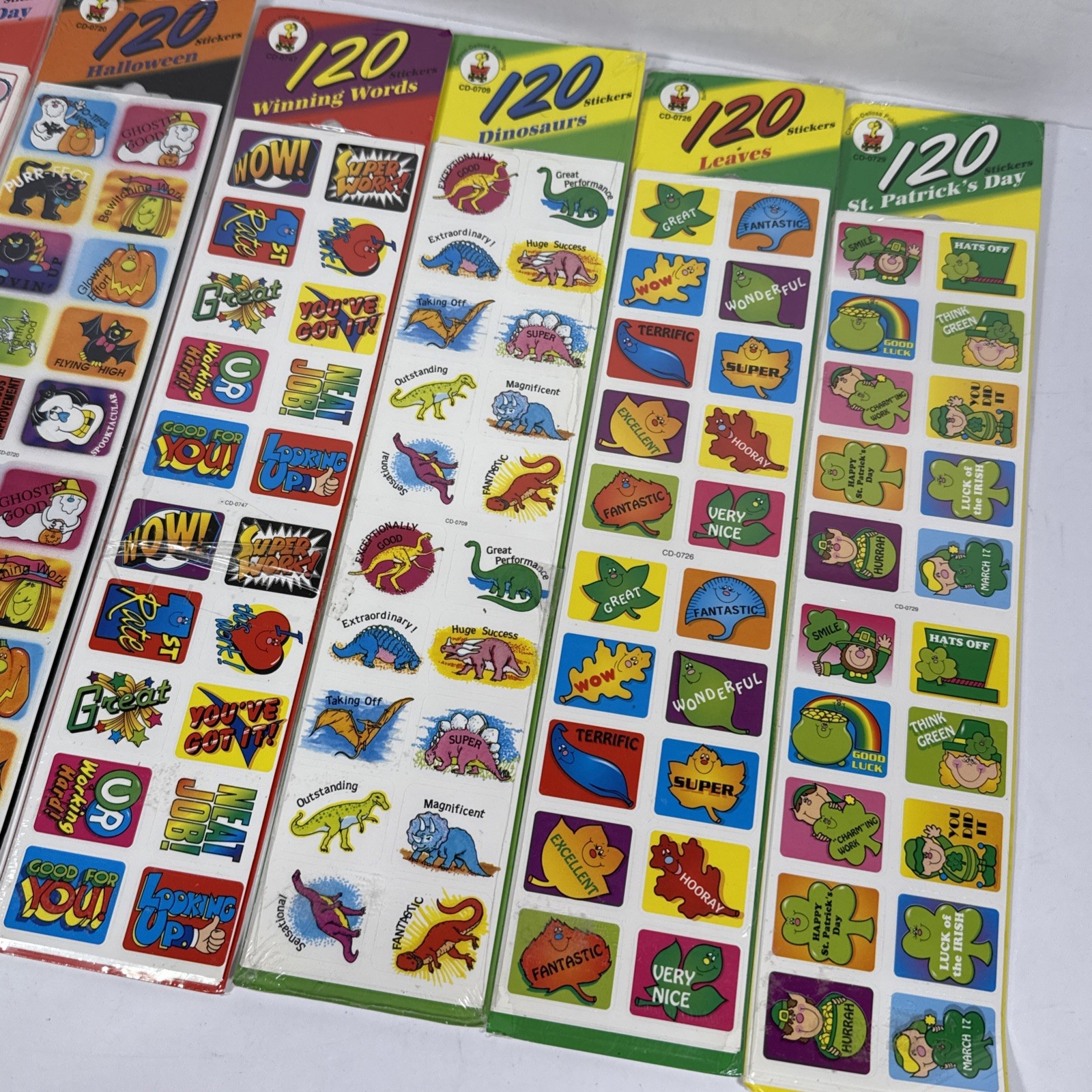 Vintage Carson-Dellosa Publishing Stickers 120 Lot 7 Bundles Holiday Dino Leaves