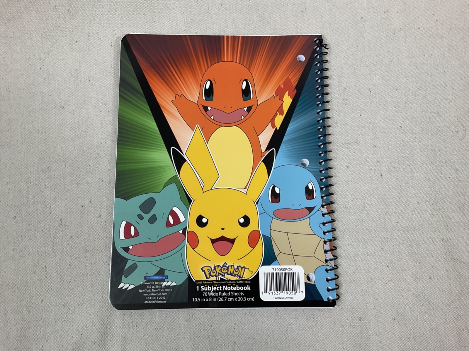 Pokémon Spiral Notebook with Pikachu & Characters Brand New
