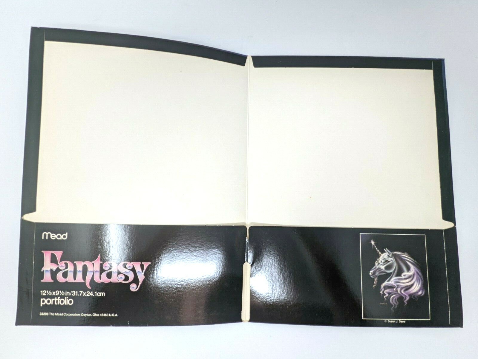 Vintage 80’s Susan Sue Dawe Unicorn Portfolio Notebook Binder Folder Made USA