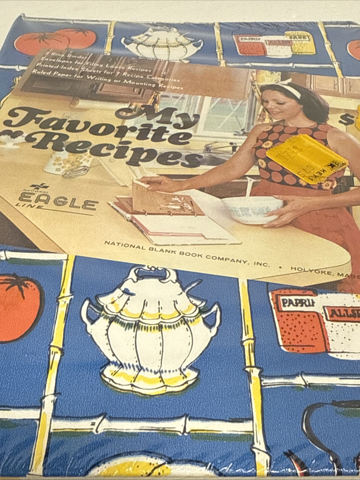 Vintage My Favorite Recipes Binder Eagle National Blank Book Retro MCM Kitchen