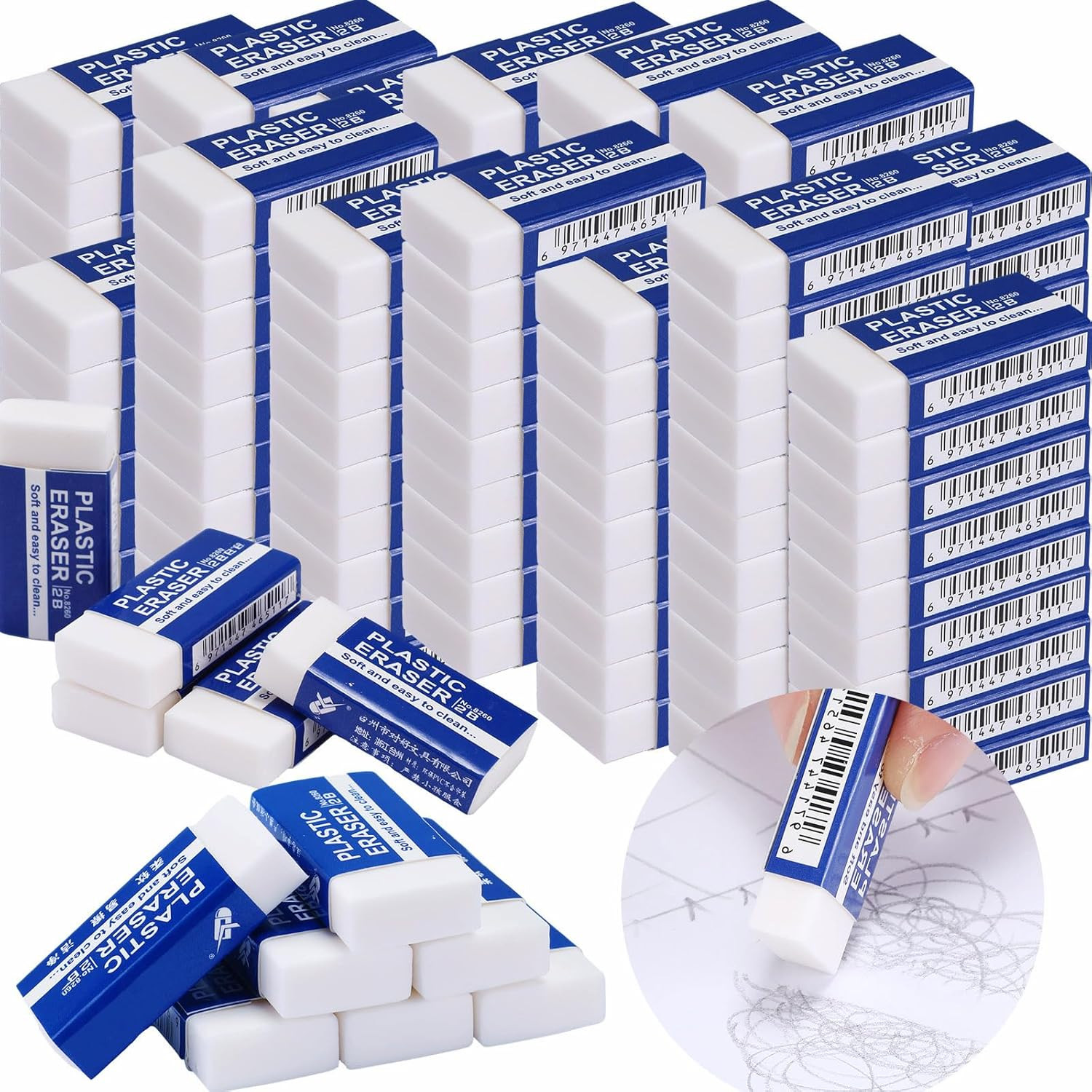 500 Pcs White Pencil Erasers Bulk Soft Art Erasers School Pencil Erasers for Dra