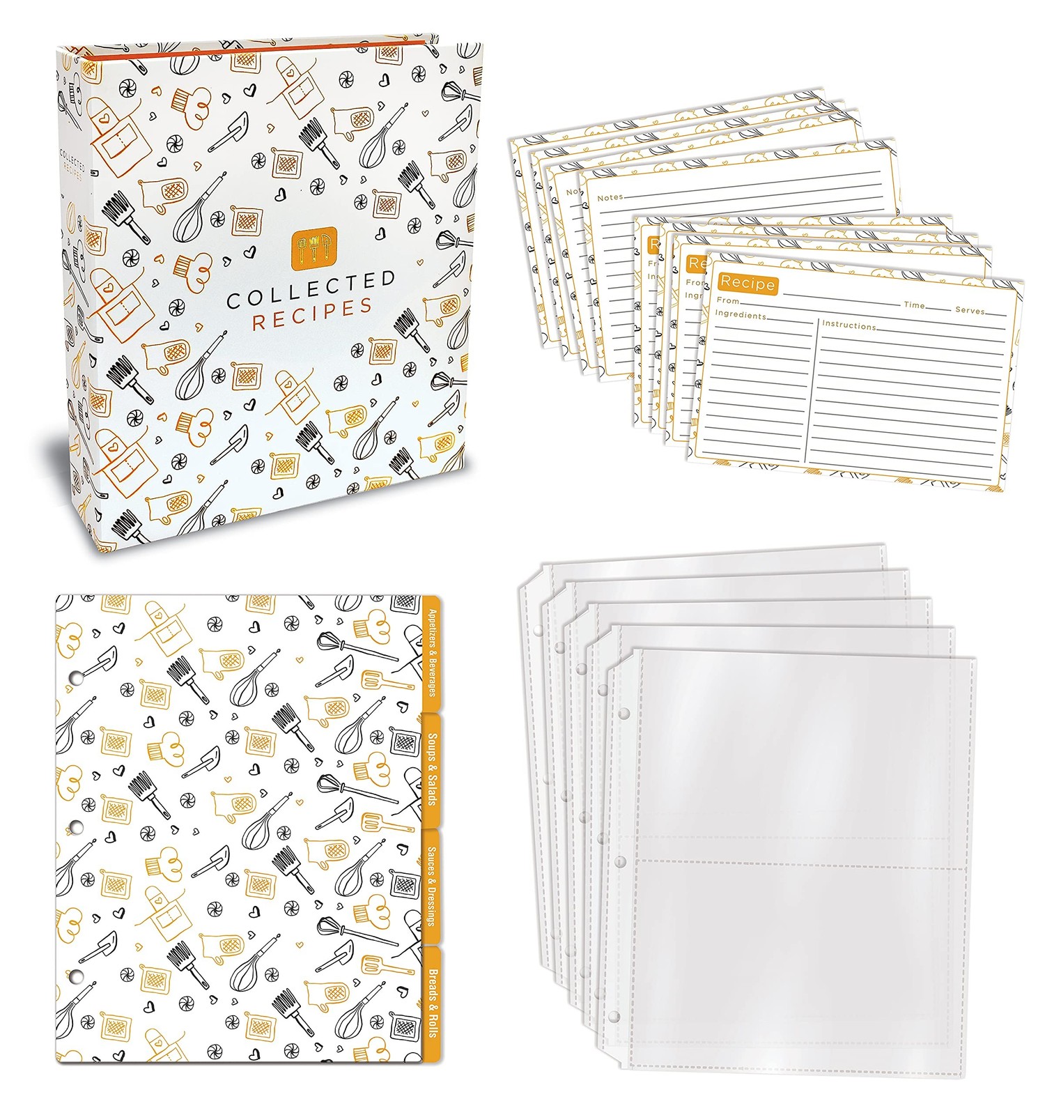 Better Kitchen Products Recipe Binder, 8.5″ x 9.5″ 3 Ring Binder Organizer Se…