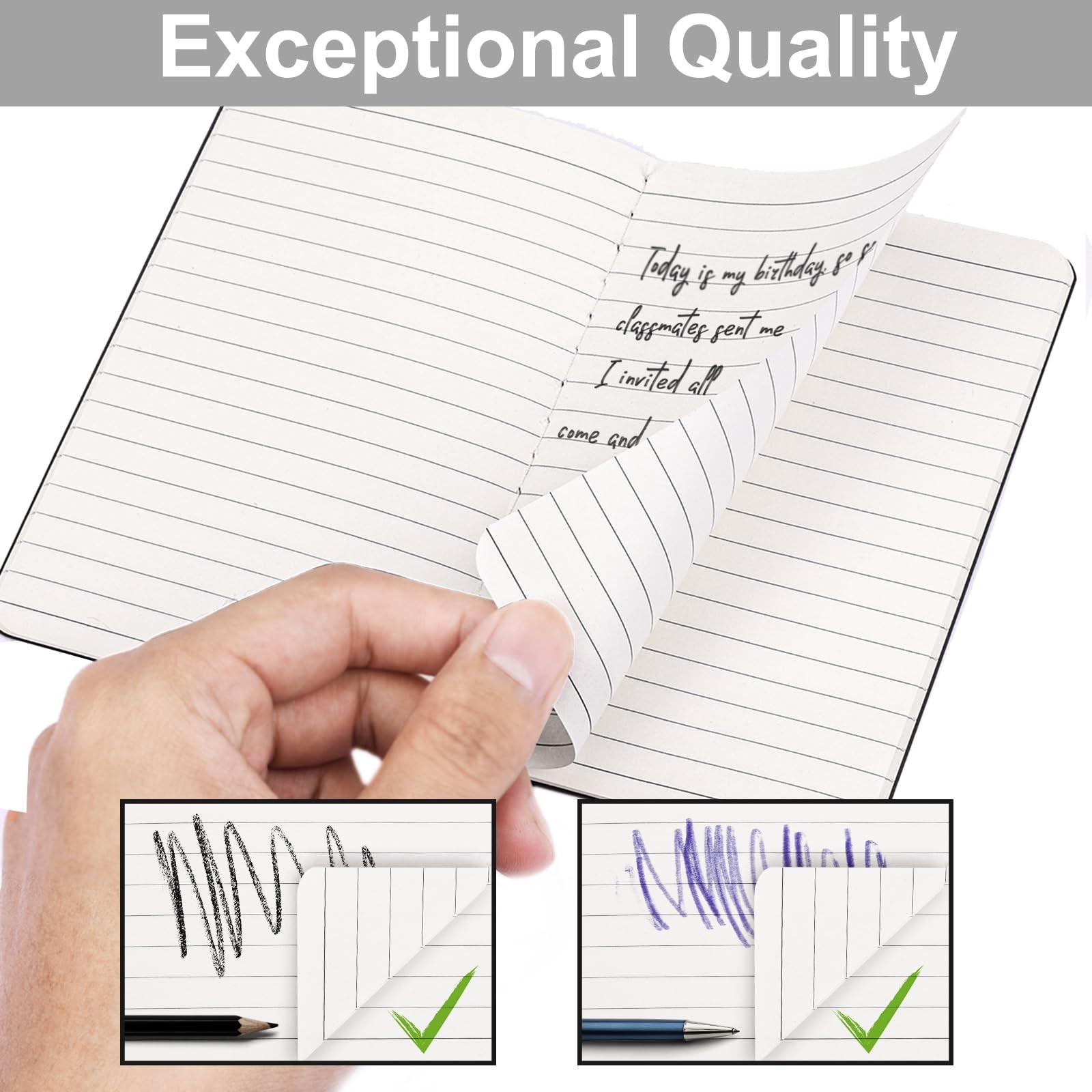 12pcs Pocket Notebook 3.5 x 5.5in, Lined Small Notebooks, Black Softcover Mem…