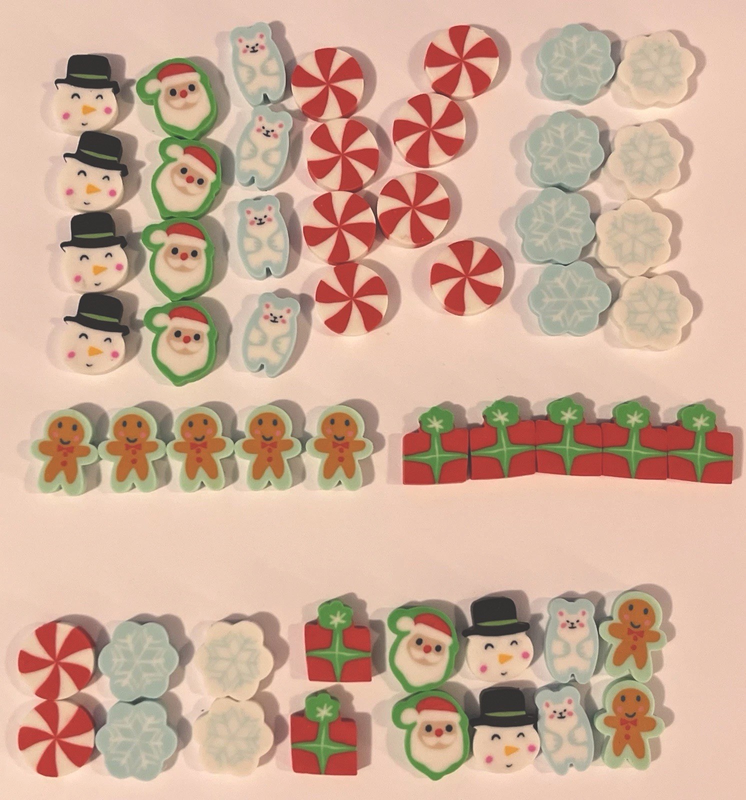 Christmas Mini Erasers 50pc Lot Teacher Rewards Math Counters Stocking Stuffers