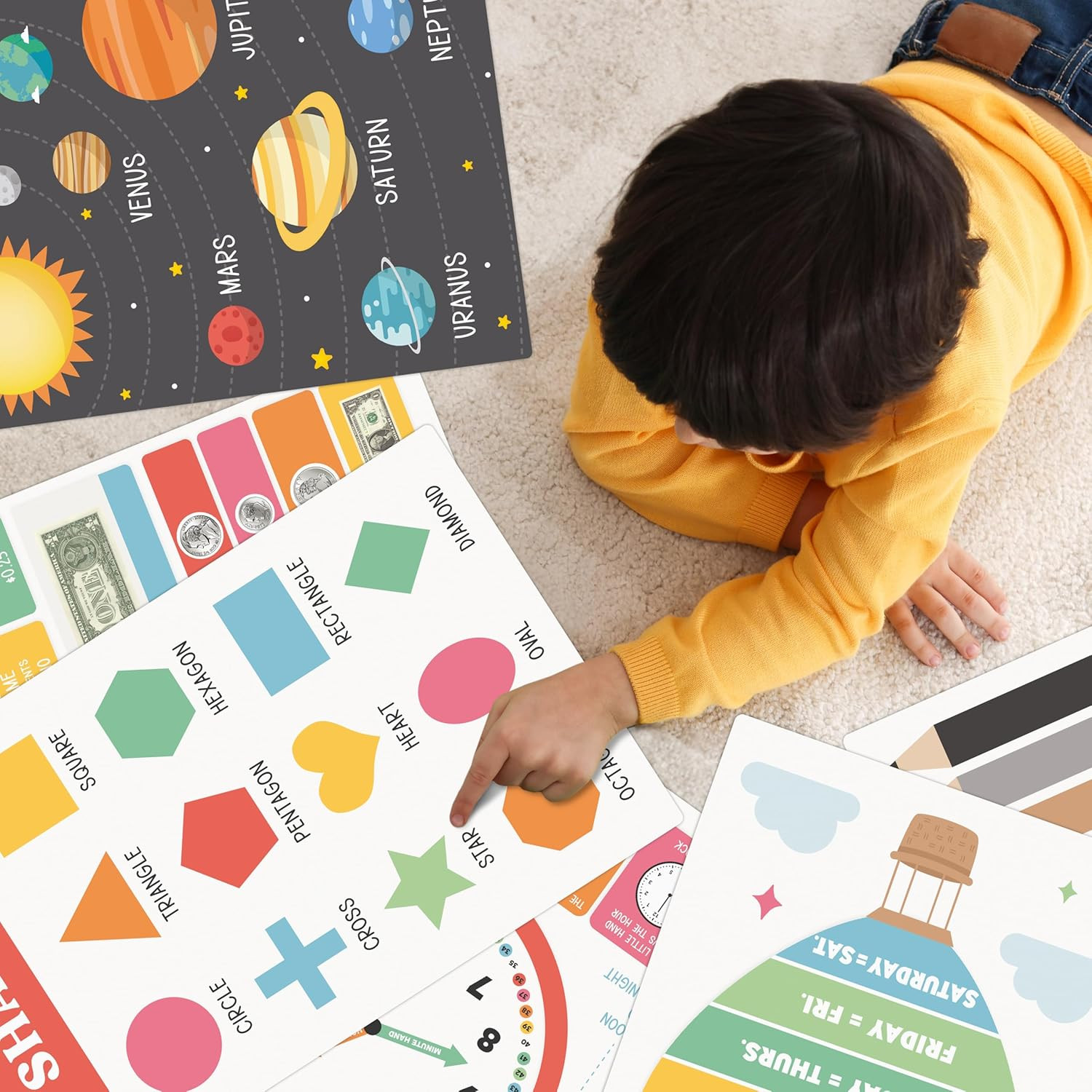 Fun Educational Posters for Toddlers 1–3 – Set of 16 Easy to Read Learning Poste