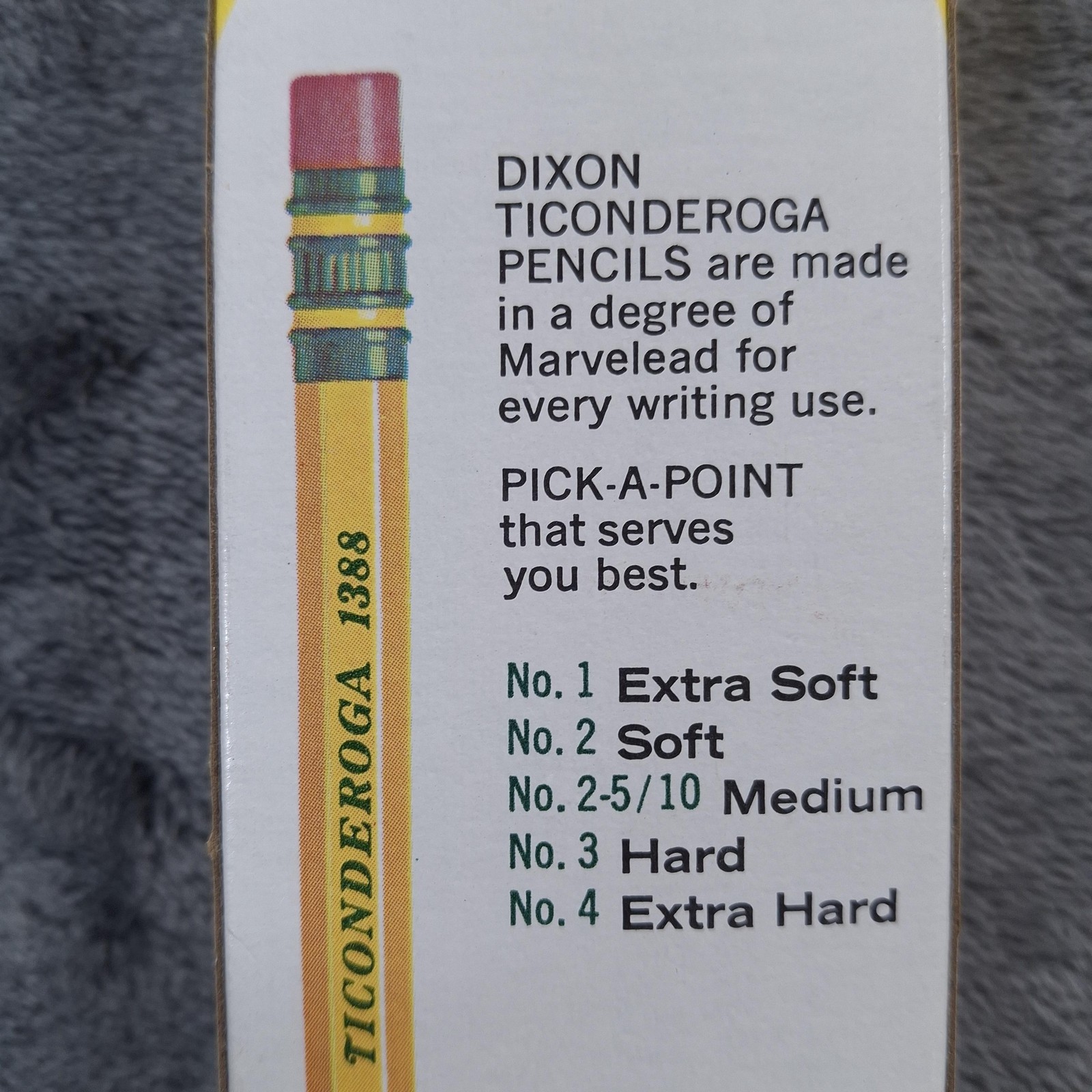 Vtg Dixon Ticonderoga No 2-5/10 Medium Yellow Pencils Dozen USA 1388
