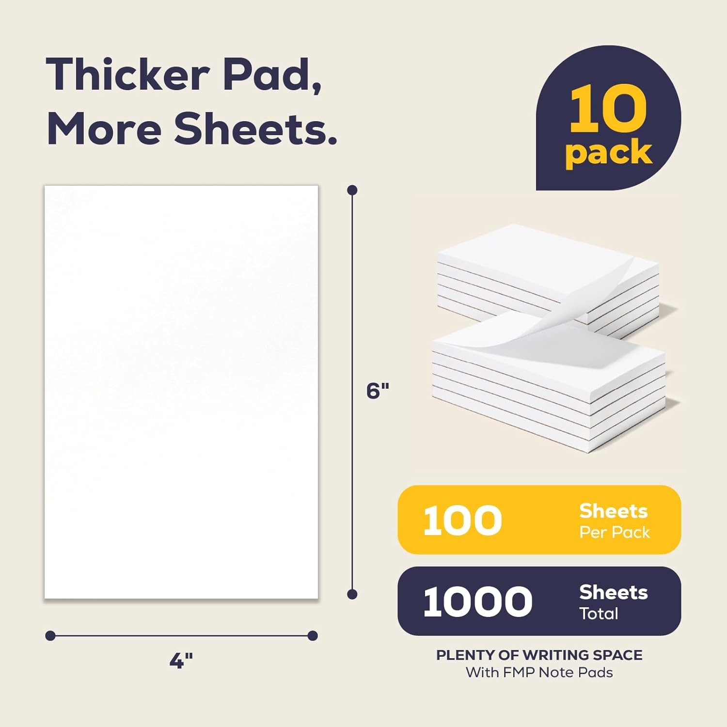 10 Pack Note Pads 4×6, 100 Sheets Per Memo Pad,Writing Scratch Pad,Blank Notepad