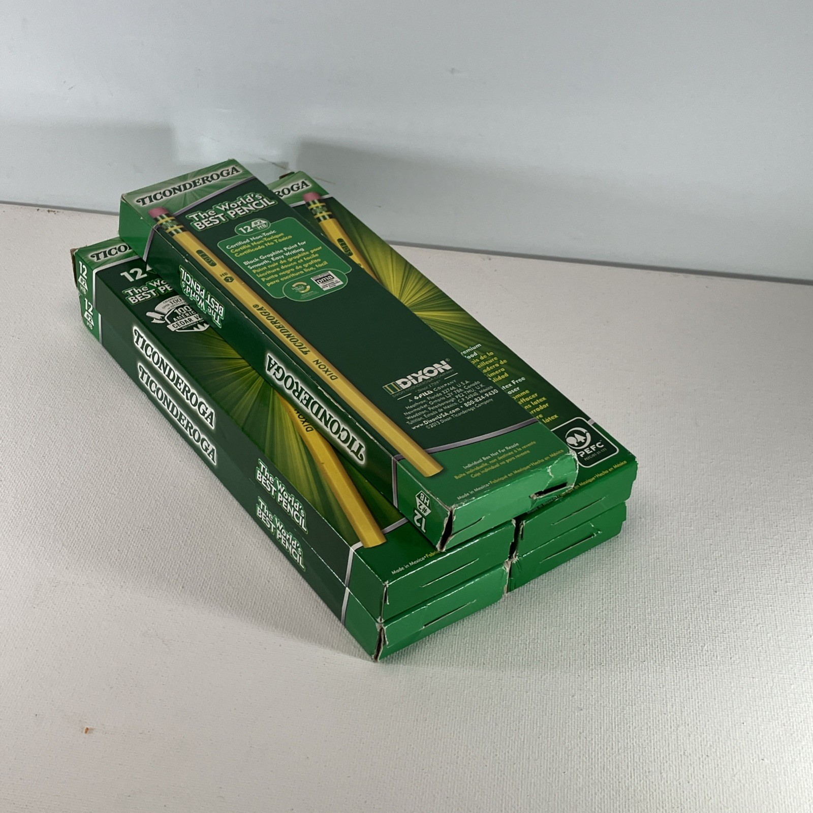 Dixon Ticonderoga 13882 2HB 12 Count Box Lot Of 5 60 Yellow Pencils Total Cedar