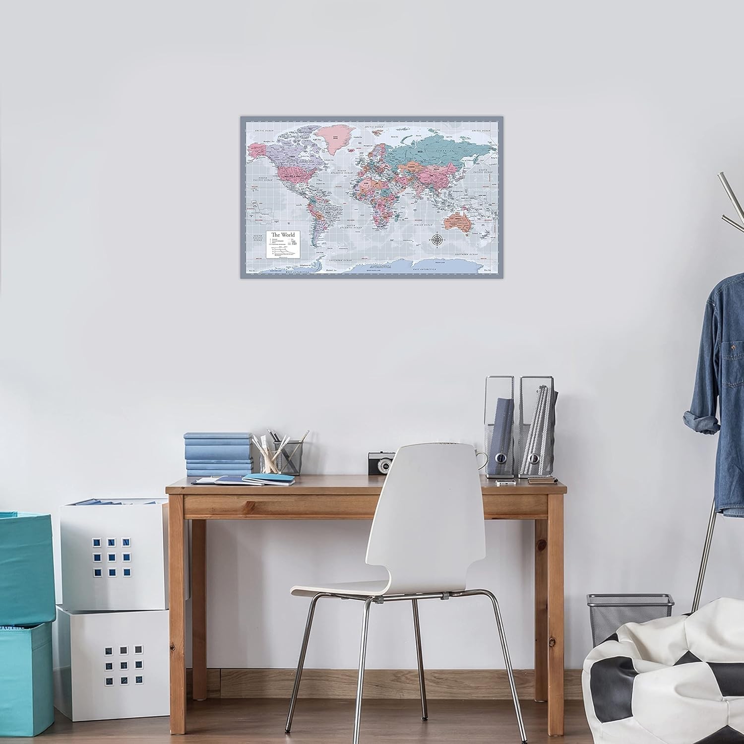 Laminated World Map Poster – Wall Chart of Earth – 18″ x 29″, Purple