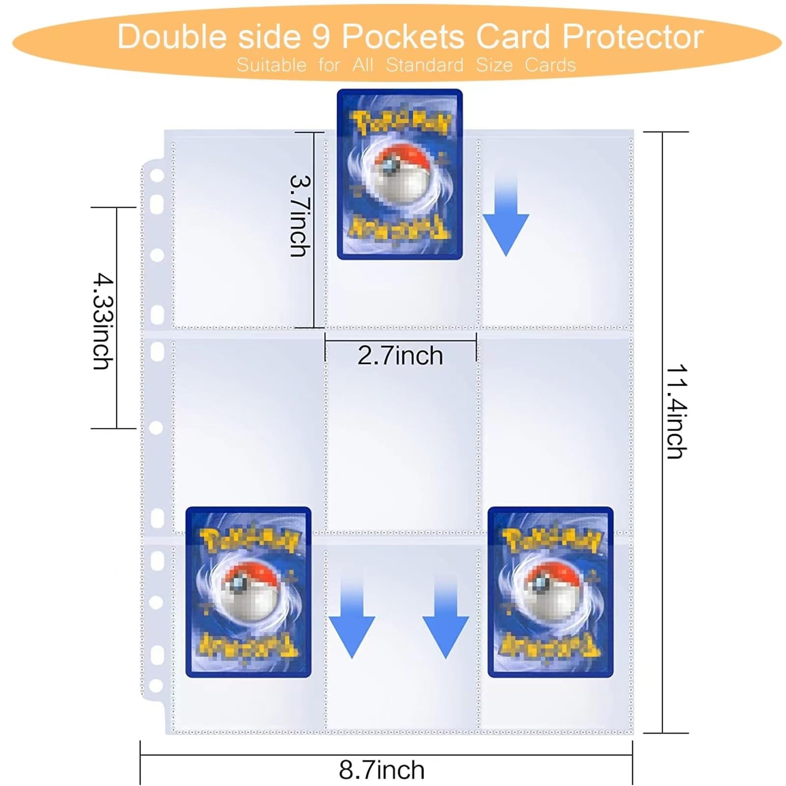 Trading Card Binder with 9-Pocket Pages, 50-Page Capacity, Holds Up to 900 Ca…