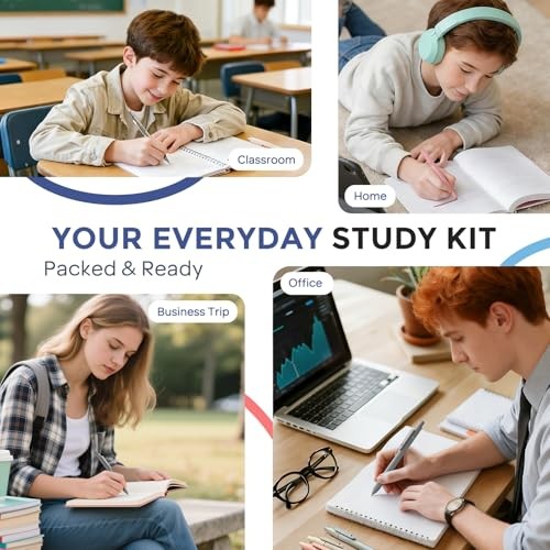 School Supplies Stationary Set with Pencil Case – 6 Gel Pens & 50 PCS Black