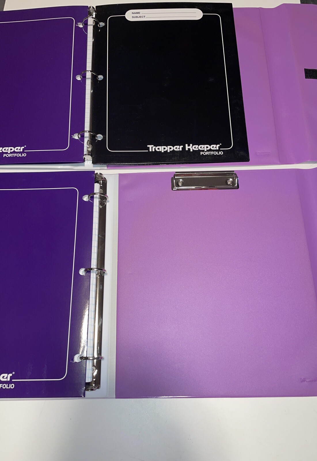 2 Trapper Keepers Colored Neon Mountain Landscape design W/ Clip Board & Folder