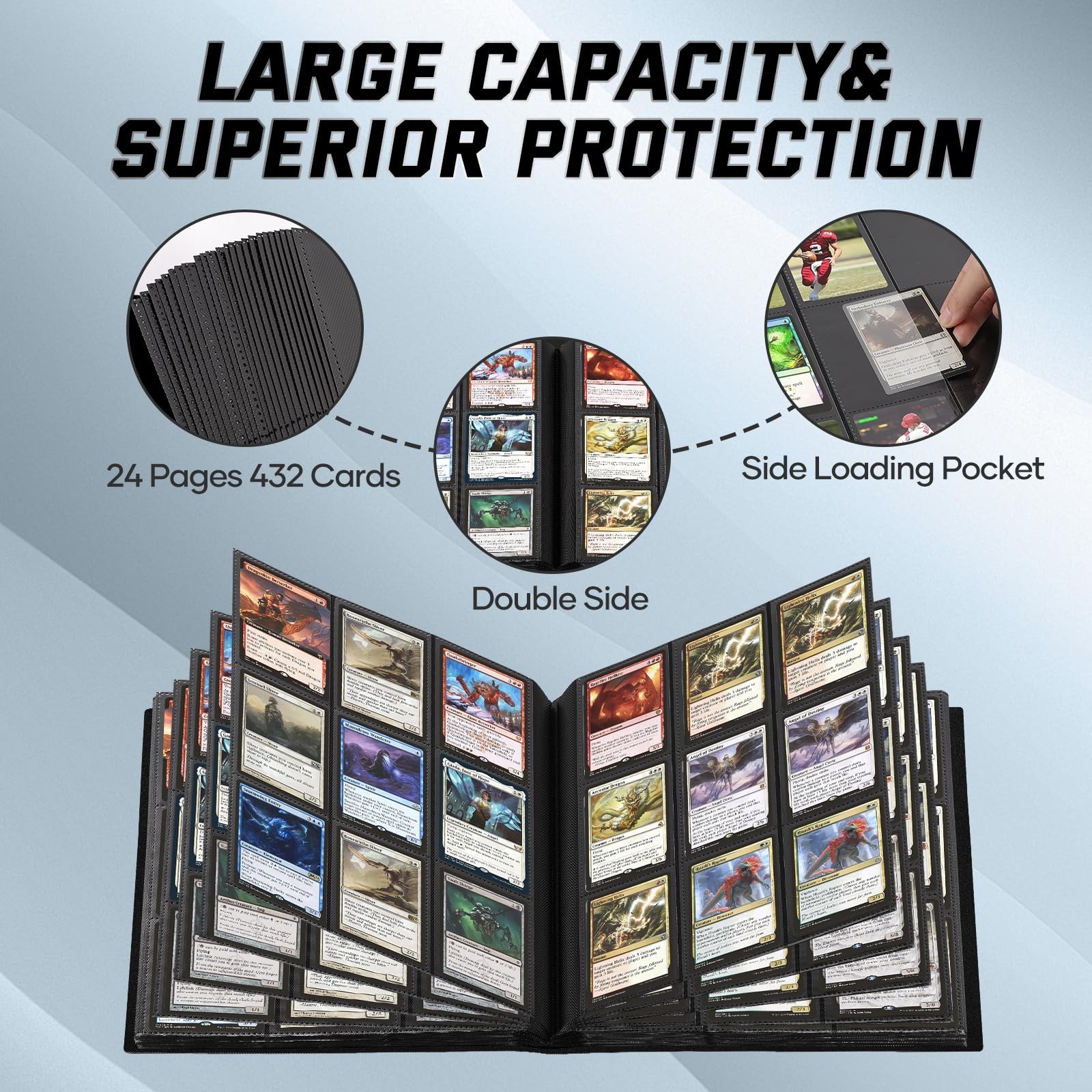 9 Pocket Card Binder,Trading Card binder Holds 432 Side Loading Pocket,Durabl…