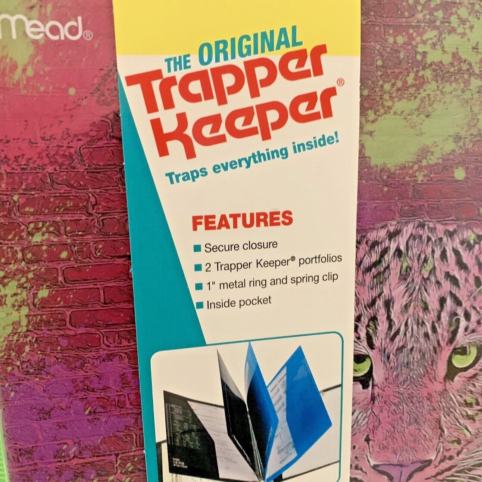 Trapper Keeper Binder Retro Portfolio Folder 2021 Mead Leopard Purple Green NEW