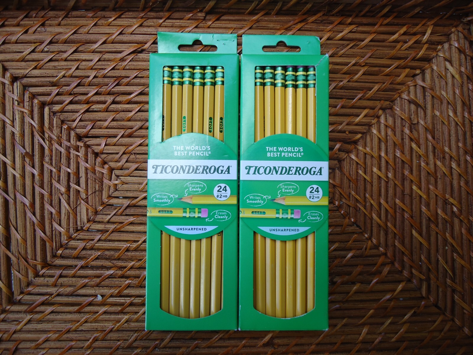 2 Ticonderoga 24 Pk #2 HB Unsharpened Pencils The Worlds Best Pencil Ripped Box