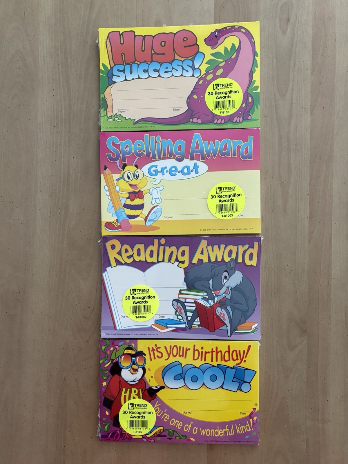Grade School Recognition Awards. 4 Sets. Brand New!! 30 Awards In Each Pack.