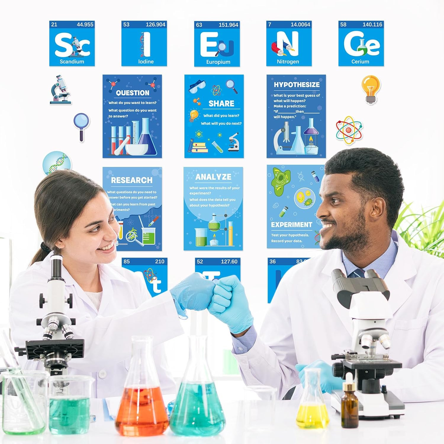 26 PCS Science Classroom Decorations, Science Posters Bulletin Board Sets Scient