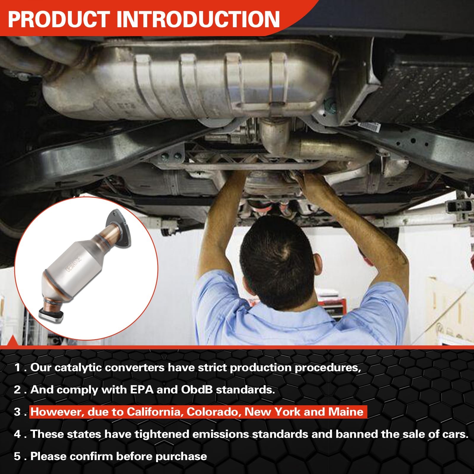 Catalytic Converter Compatible with Traverse 2009 Acadia 2007-2017, silver