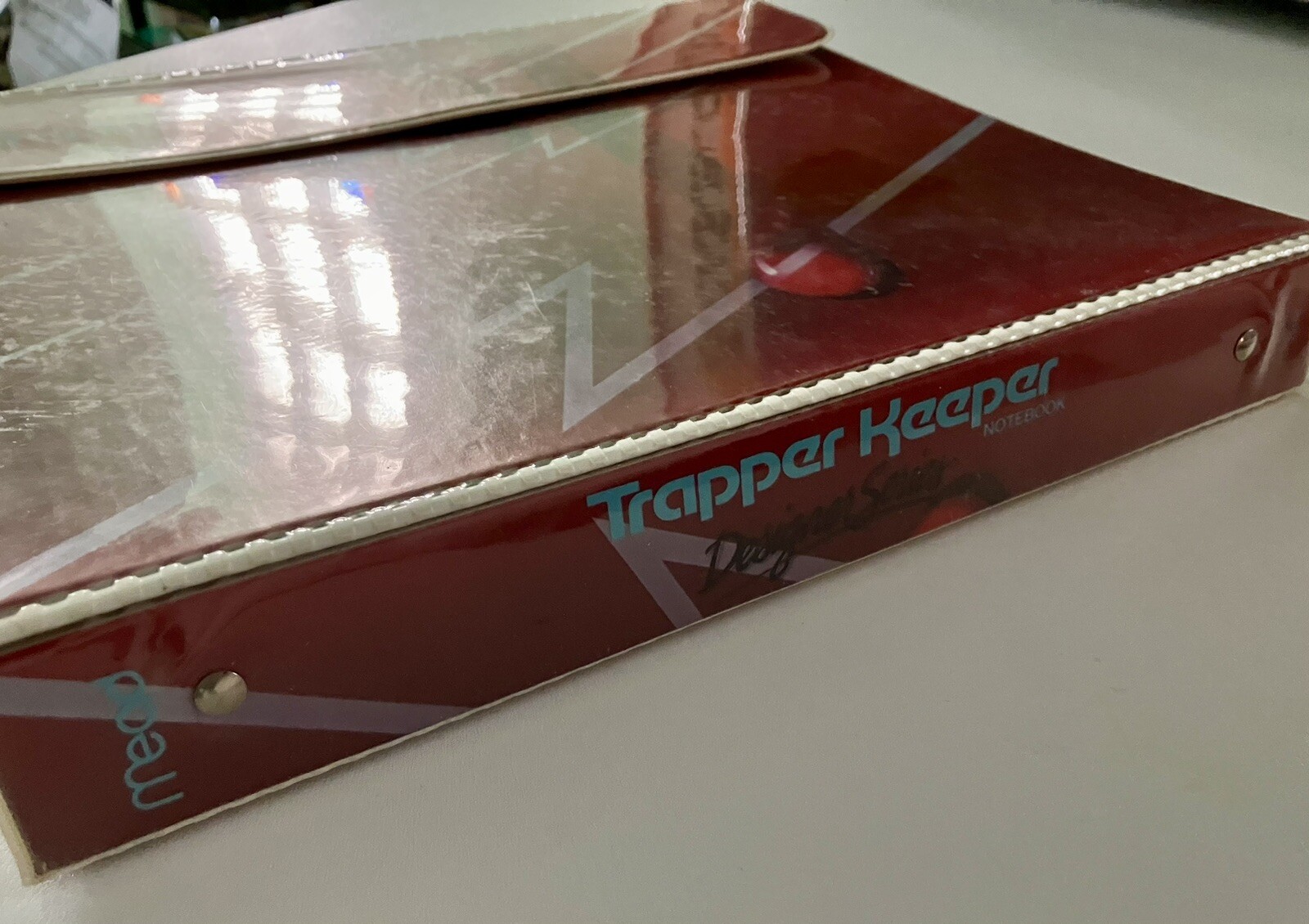 RARE Vtg Red Sweat Zig Zag Trapper Keeper Notebook Mead w/ 4 Folder Dividers!