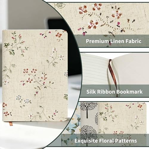 Floral Journal,Notebook,Linen Hardcover Journals, 5″x7″Notebook, Lined & B6 A