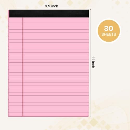 4 Pack Legal Pads 8.5 x 11 Note Pads 8.5 x 11 Notepad 8.5 x 11 Micro Pink