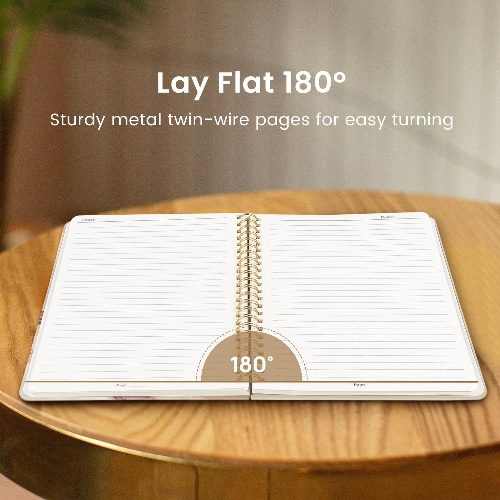 Taja Lined Spiral Journal Notebook for Women, A5 5.8″ × 8.3″, d-Landscape