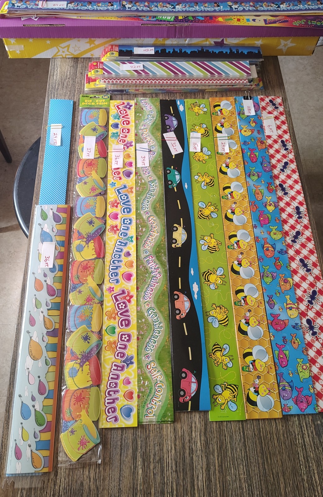 1,049+ Ft Classroom Bulletin Board Borders Lot Pattern Graphic +Trim Storage Box