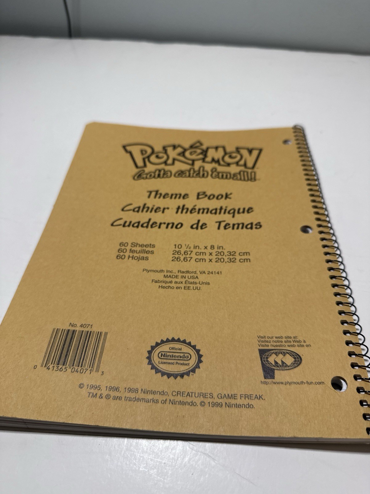 New Pokemon Nintendo 1998 Spiral Notebook Charizard Pikachu Blastoise Gengar