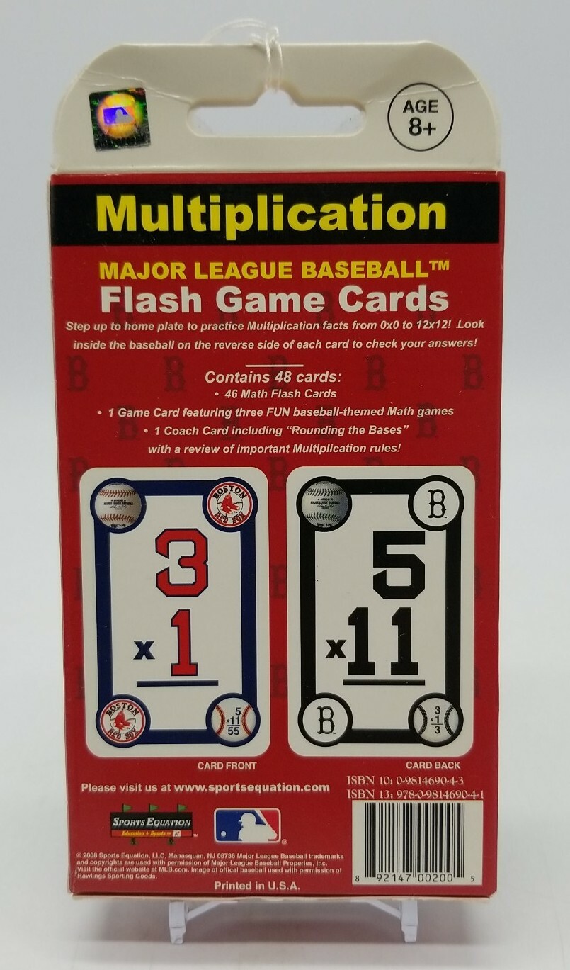 Boston Red Sox MLB Multiplication Flash Game Cards 48 Total Numbers 0 to 12 NEW