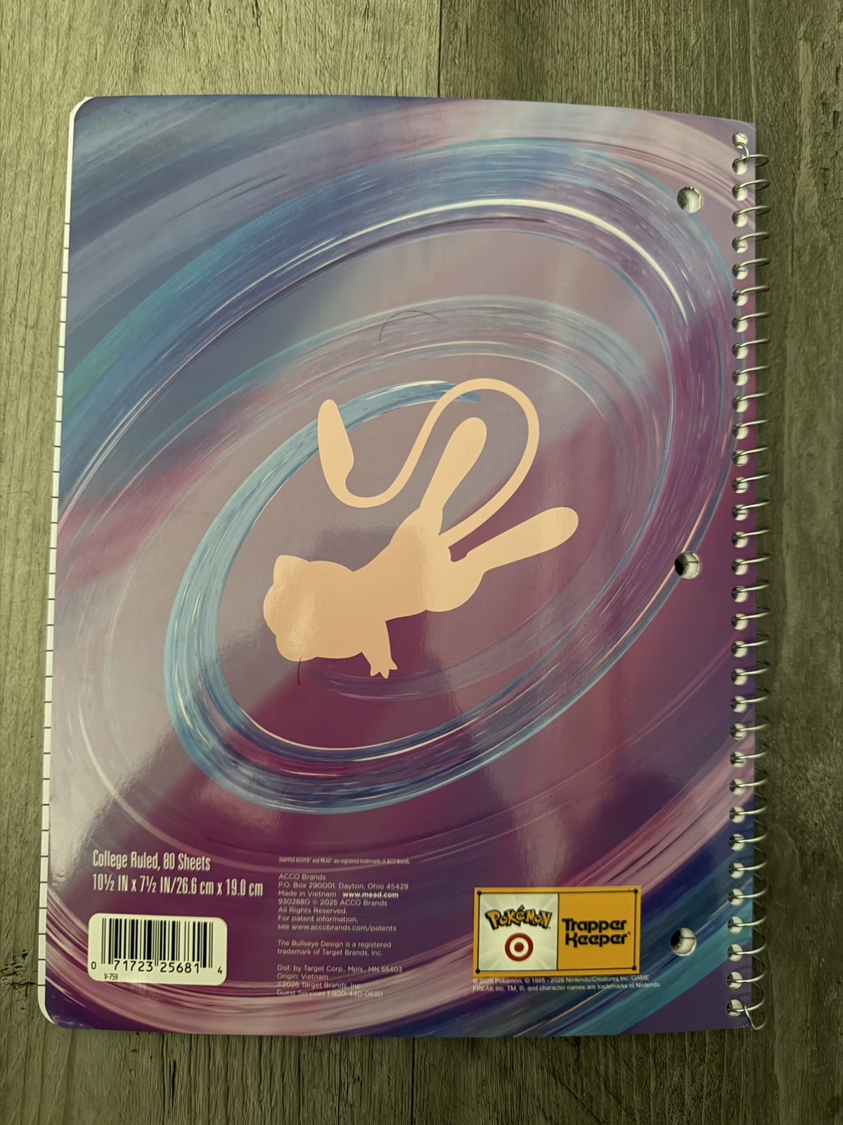 Mead Trapper Keeper Pokémon Mewtwo & Mew Holographic Notebook TARGET EXCLUSIVE