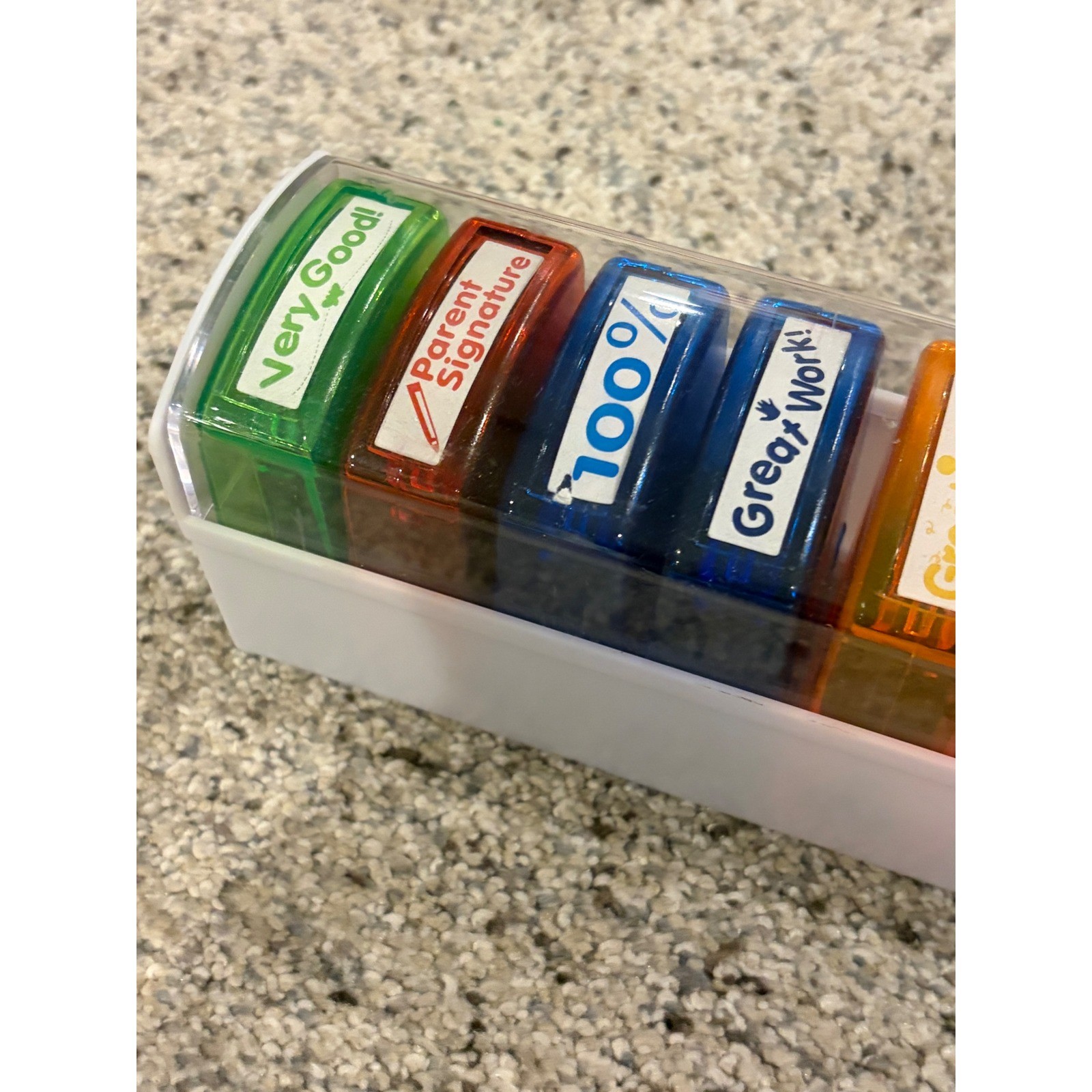 8 Piece Self Inking Teacher Stamp Set Grading Motivation Classroom Supplies