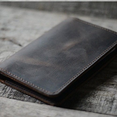 Distressed Leather Checkbook Journal Cover for Field Notes Dark Brown