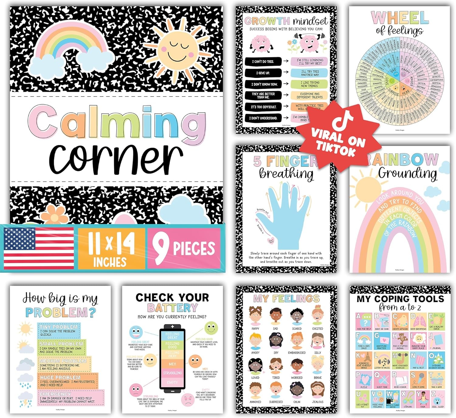 9 Colorful Calming Corner Posters for Classroom Must Haves Composition Notebook