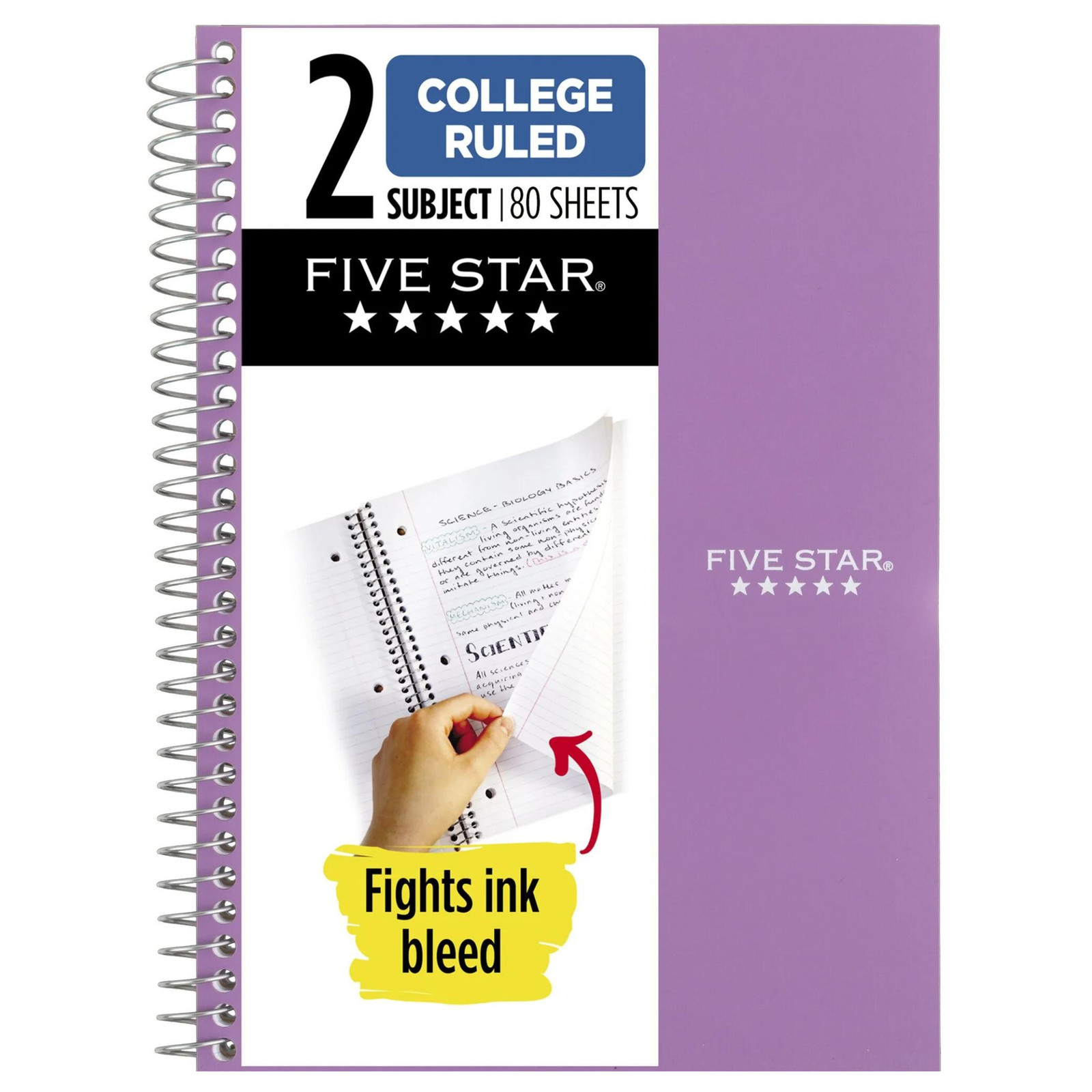 Five Star Small 2-Subject Spiral Notebook [College Ruled]: 6 in. x 9-1/2 in. May