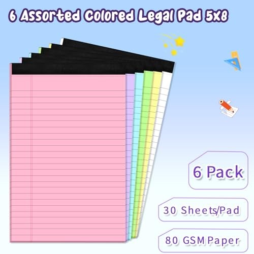6 pcs Note Pads Legal Pads 5×8, Notebook College Ruled, 8.5×11.75 Inch Yellow-2