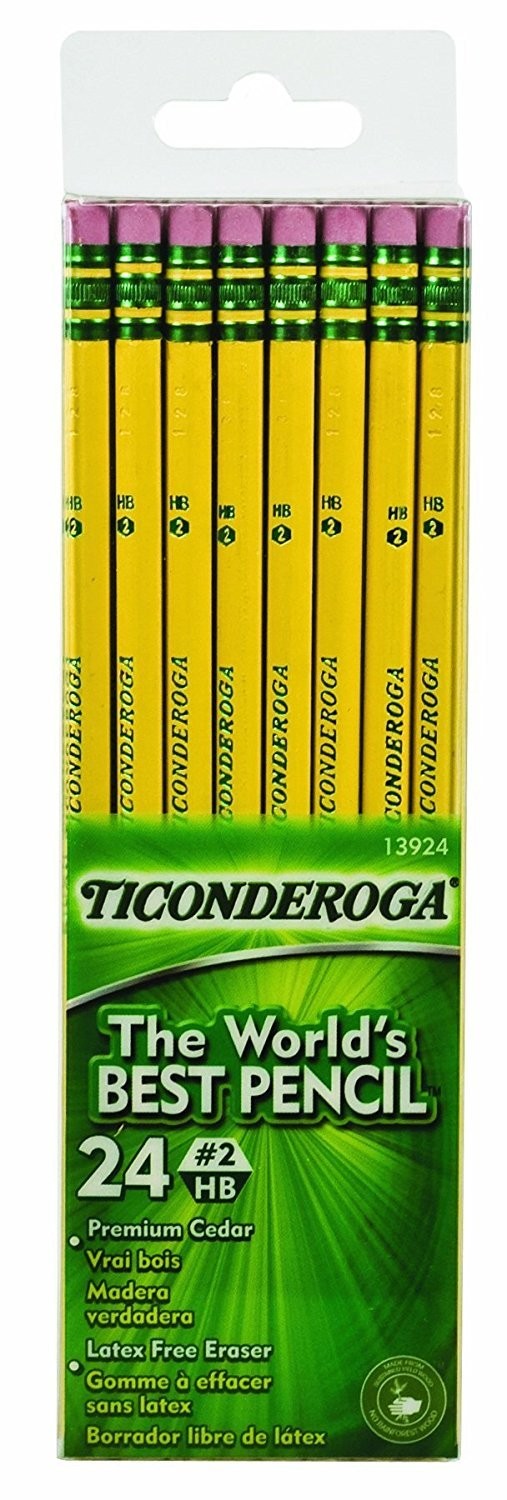 Ticonderoga 2 Pencils Wood-Cased 6 24-Count Hang-Tab Boxes Total 144 Pencils