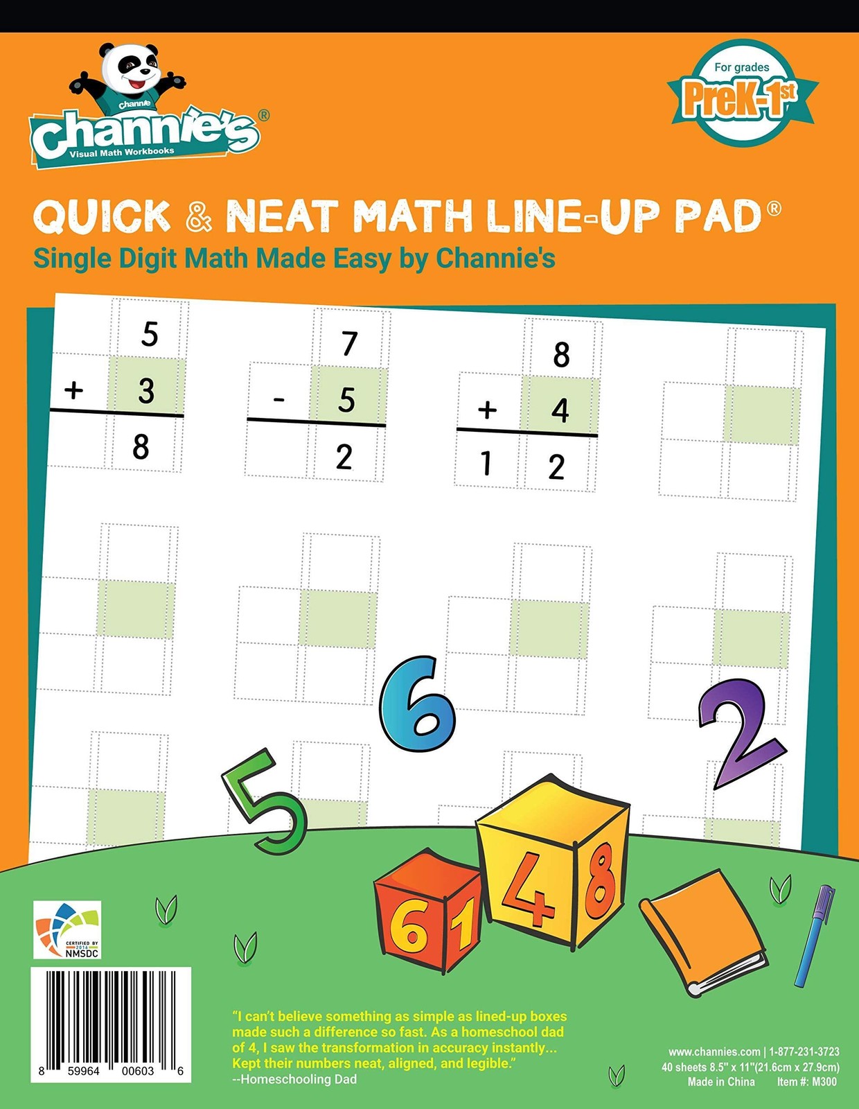 Math Prek-1ST Grades, 80 Pages Strong Paper, 8.5″ x 11″ with Hardboard Back L…